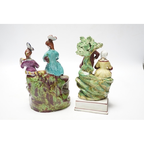 453 - Two Staffordshire pearlware groups of musicians, c.1810-25, largest 20cm high