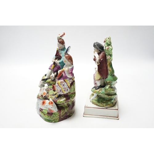 453 - Two Staffordshire pearlware groups of musicians, c.1810-25, largest 20cm high