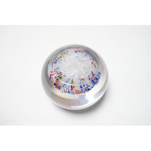 461 - A St Louis paperweight with dog silhouette amid scrambled canes, 8cm diameter