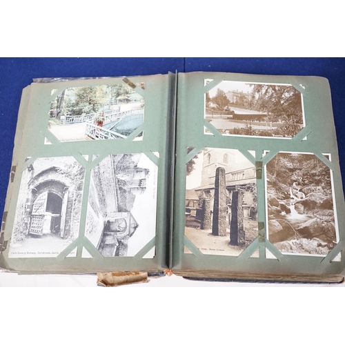 468 - An Edwardian postcard album (c.400), containing a contemporary    a post card sent 13.4.1914 of the ... 