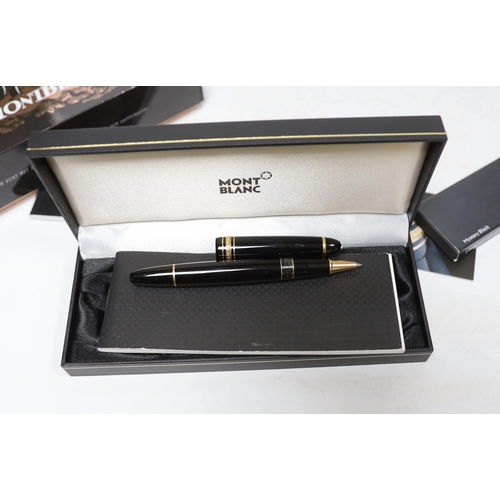 478 - A Montblanc boxed Meistertuck fountain pen and a leather cased Montblanc ballpoint pen, a spare bo... 