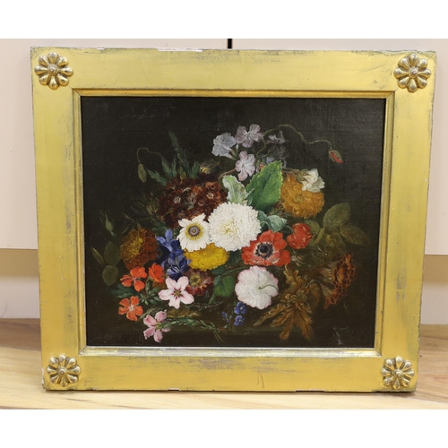 691 - Victorian School, oil on canvas, still life of flowers, 29 x 34cm