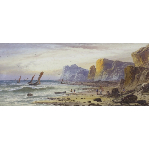 702 - Leonard Lewis (1826-1913), pair of watercolours, Coastal scenes with fishermen, signed and indistinc... 