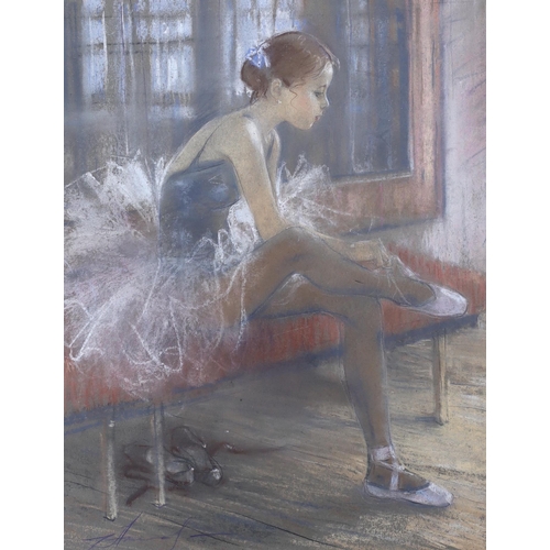 715 - Russian School, pair of pastels, Ballerinas, each indistinctly signed, 34 x 24cm