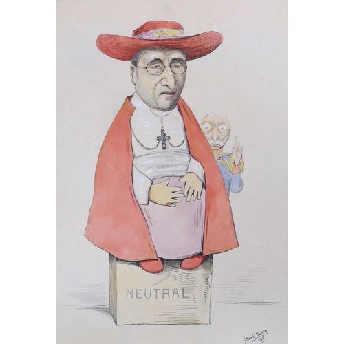 734 - John Harold Hudson (exh. 1910-1916), two ink and watercolours, Caricatures, each signed and dated 19... 