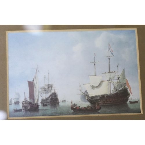 737 - After Willem Van de Velde the younger (1633-1707), colour print, Dutch East India Fleet together wit... 