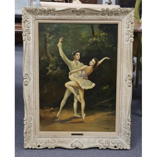 756 - Gustave Vidal (1895-1966), oil on canvas, Ballet dancers, signed, 69 x 49cm