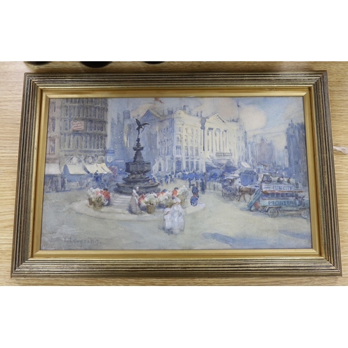 765 - Ida Lovering (1881-1915), watercolour, Piccadilly Circus, signed, 22 x 38cm