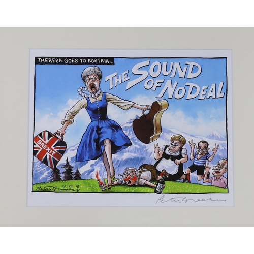 769 - Peter Brookes (b.1943), three satirical colour prints, each signed in pencil, including Johnnie Sle... 