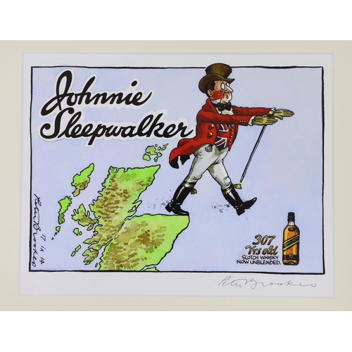 769 - Peter Brookes (b.1943), three satirical colour prints, each signed in pencil, including Johnnie Sle... 