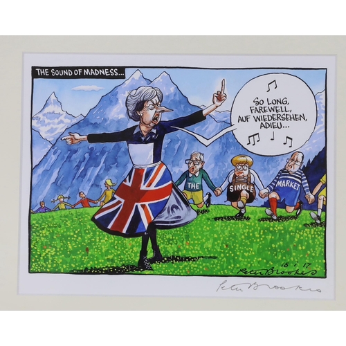 769 - Peter Brookes (b.1943), three satirical colour prints, each signed in pencil, including Johnnie Sle... 