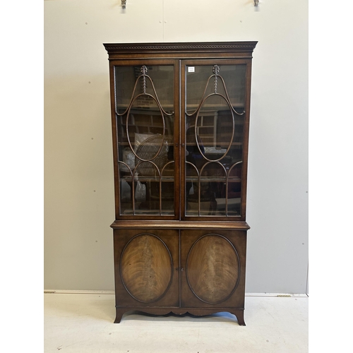 89 - A George III style mahogany display cabinet, width 96cm, depth 30cm, height 190cm