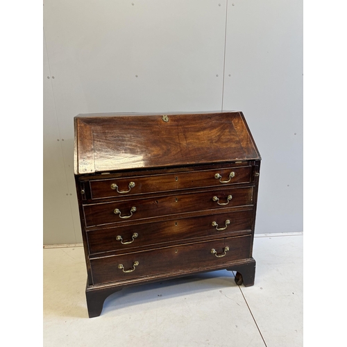 90 - A George III mahogany bureau, width 99cm, depth 53cm, height 109cm