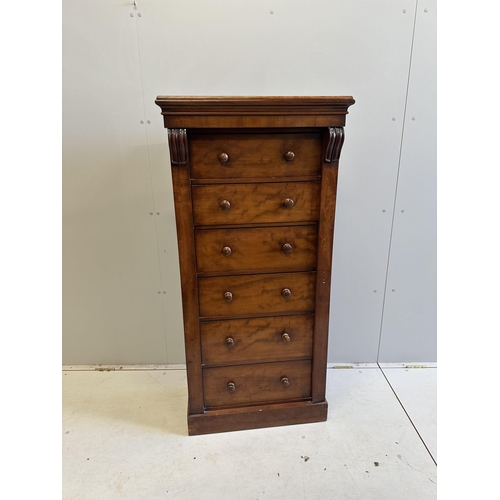 91 - A Victorian mahogany Wellington chest, width 66cm, depth 37cm, height 138cm