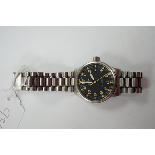 934 - A gentleman's stainless steel Omega Dynamic automatic wrist watch, with black dial and date aperture... 