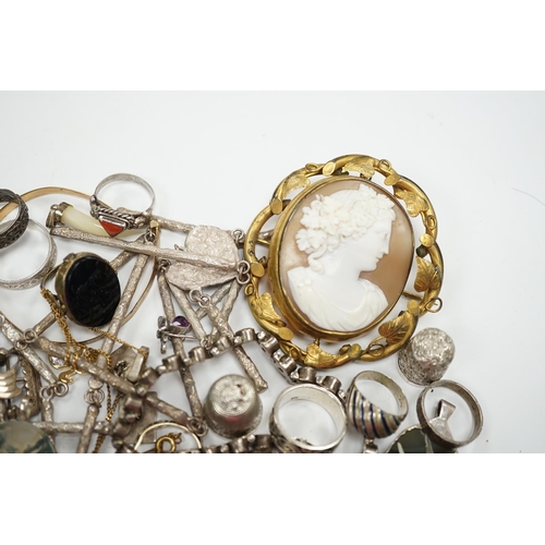 937 - A quantity of assorted mixed silver, jewellery and other items including a sterling and enamel drop ... 