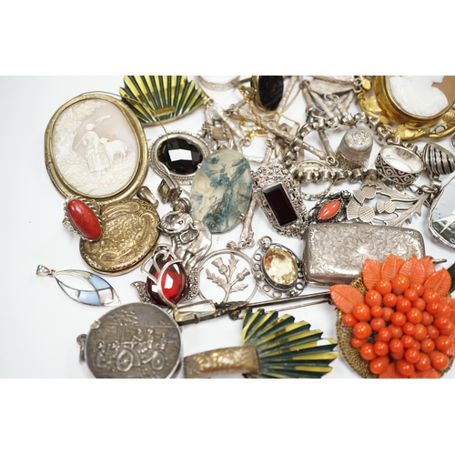 937 - A quantity of assorted mixed silver, jewellery and other items including a sterling and enamel drop ... 