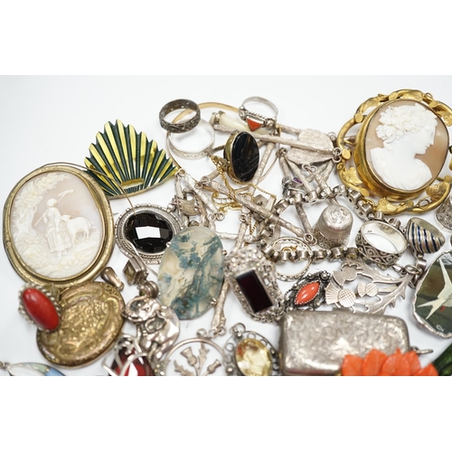 937 - A quantity of assorted mixed silver, jewellery and other items including a sterling and enamel drop ... 