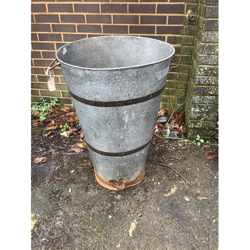 1 - A circular tall galvanised container, diameter 55cm, height 86cm