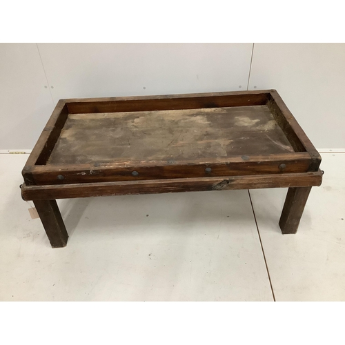 101 - An Indian rectangular hardwood low table, width 126cm, depth 69cm, height 49cm