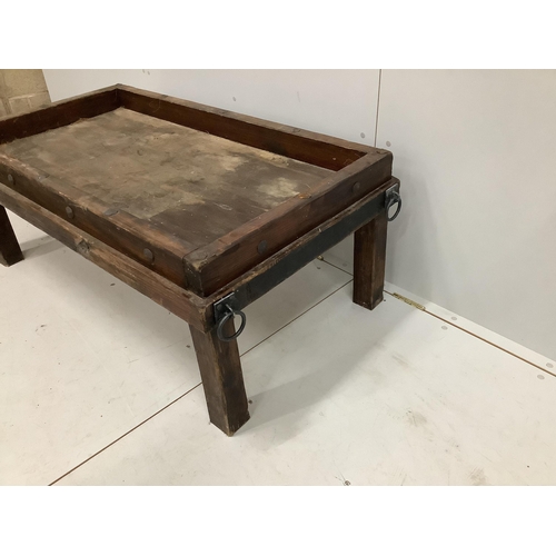 101 - An Indian rectangular hardwood low table, width 126cm, depth 69cm, height 49cm