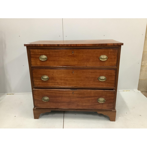 112 - A Regency mahogany three drawer chest, width 93cm, depth 47cm, height 85cm