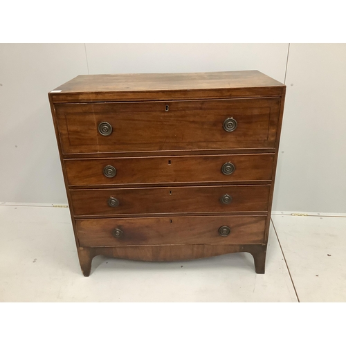 114 - A Regency mahogany chest of four long drawers, width 98cm, depth 50cm, height 99cm