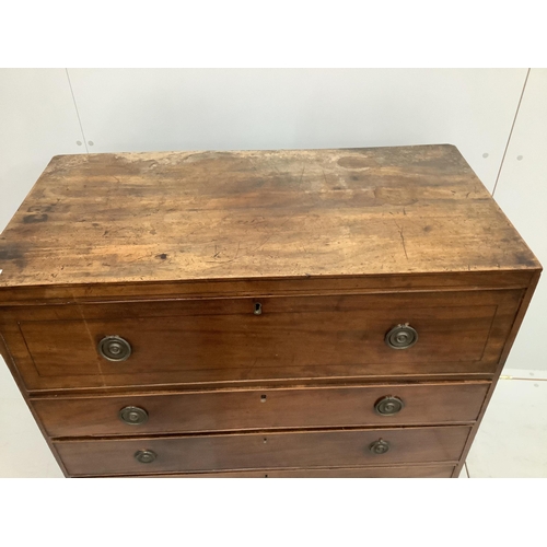 114 - A Regency mahogany chest of four long drawers, width 98cm, depth 50cm, height 99cm