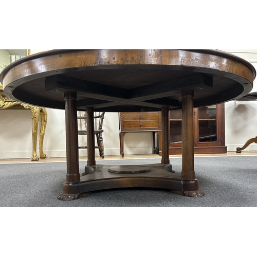 155 - A 19th century and later circular Continental walnut low table, adapted and height reduced, diameter... 