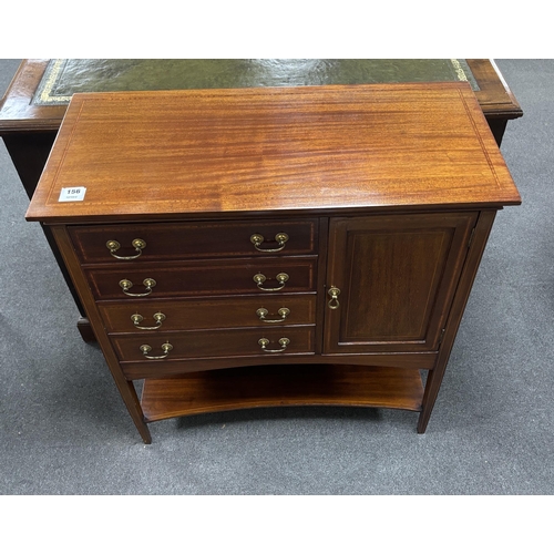 156 - An Edwardian satinwood banded mahogany music cabinet, width 80cm, depth 37cm, height 84cm