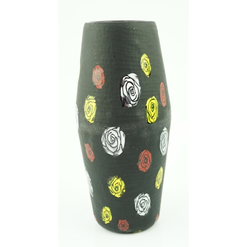 250 - ** ** Vittorio Ferro (1932-2012) A Murano glass Murrine vase, the black ground with white, red and y... 