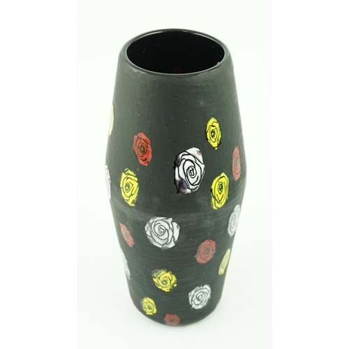 250 - ** ** Vittorio Ferro (1932-2012) A Murano glass Murrine vase, the black ground with white, red and y... 