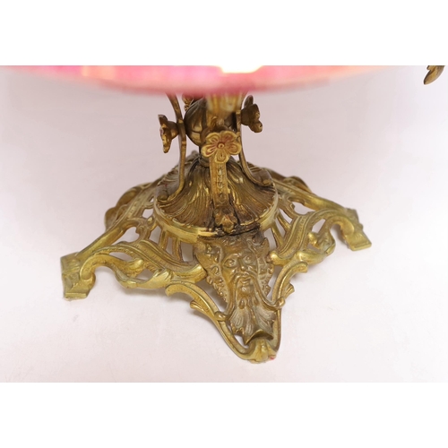 252 - A lustreware and gilt metal tazza, 26cm high