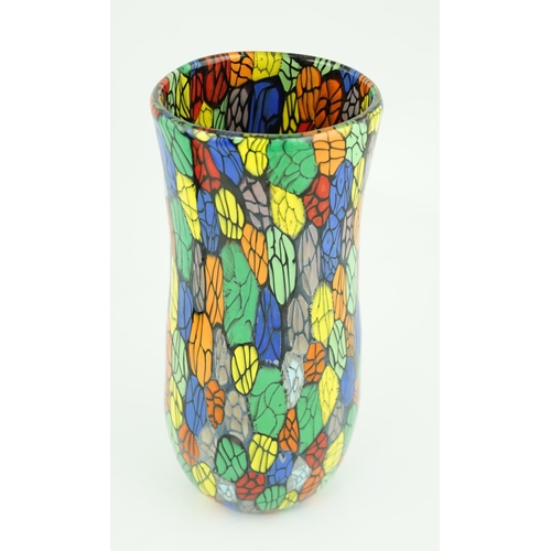 259 - ** ** Vittorio Ferro (1932-2012) A Murano glass Murrine vase, the waisted body with a multicoloured ... 