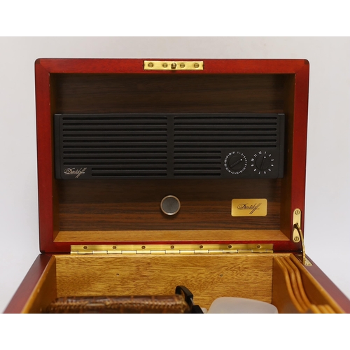 268 - A Davidoff cigar humidor with ash tray, crocodile skin cigar holder etc, 27cm wide x 14.5cm high... 