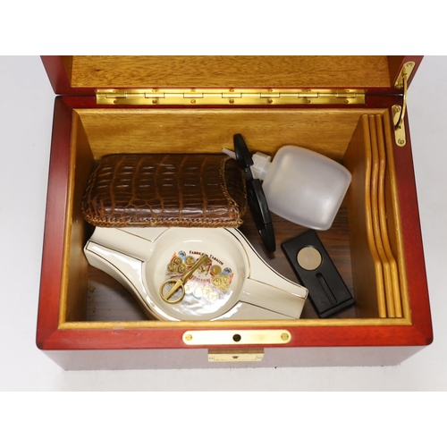 268 - A Davidoff cigar humidor with ash tray, crocodile skin cigar holder etc, 27cm wide x 14.5cm high... 