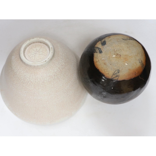 269 - Tim Andrews, a bowl and a studio pottery crackleware vase,  tallest 19cm high