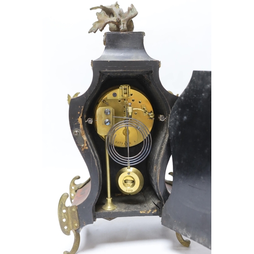 273 - A late 19th century Louis XV style eight day red tortoiseshell and gilt metal cased mantel clock, 34... 