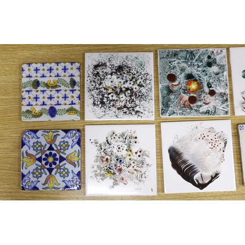 274 - A group of tiles painted by Harold Elvin for H and R Johnson Ltd and earlier tin glazed tiles