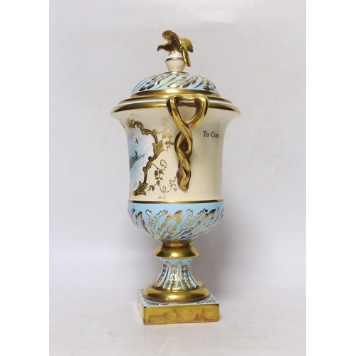 275 - A Coalport boxed presentation urn and cover, signed M Harnett, limited edition of 50, no 40, 32cm hi... 