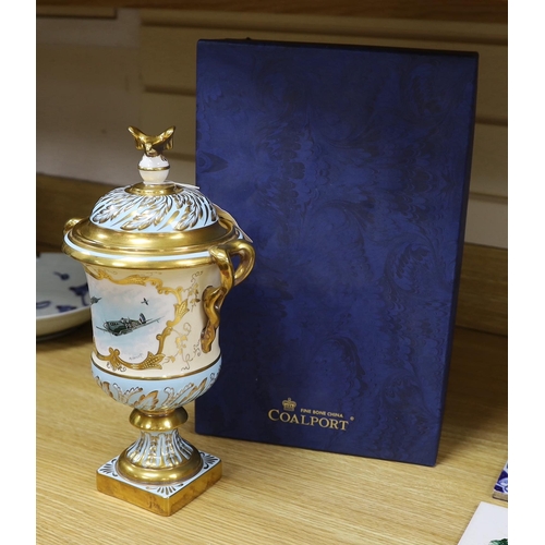 275 - A Coalport boxed presentation urn and cover, signed M Harnett, limited edition of 50, no 40, 32cm hi... 