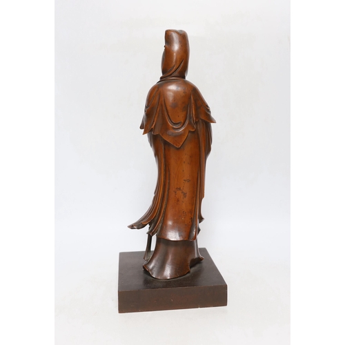 293 - A Chinese carved boxwood figure of Guanyin, 19th century, 37cm high