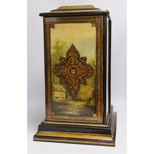 307 - A Victorian painted papier maché decanter box, 51cm high x 36cm wide