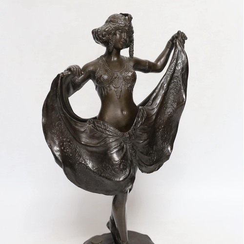 313 - After Preiss, bronze of a girl dancer, 36cm high