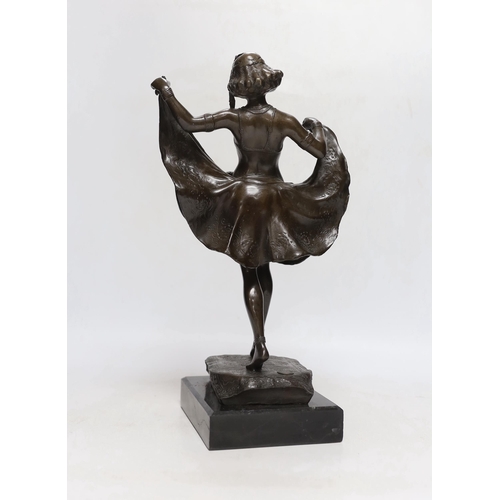 313 - After Preiss, bronze of a girl dancer, 36cm high