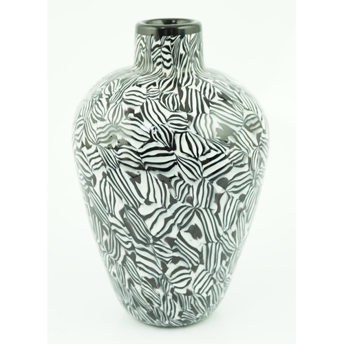 325 - ** ** Vittorio Ferro (1932-2012) A Murano glass Murrine vase, in black and white, unsigned, 25cmPlea... 