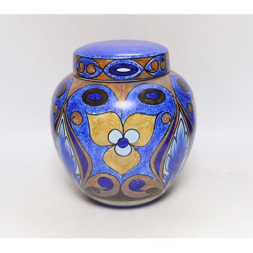 334 - A Clews & Co. Ltd. Hand painted Chameleon ware jar and cover, 25cm high