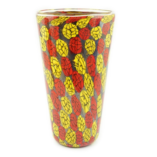 339 - ** ** Vittorio Ferro (1932-2012) - A Murano glass Murrine vase, in red and yellow, unsigned, 29cmPle... 