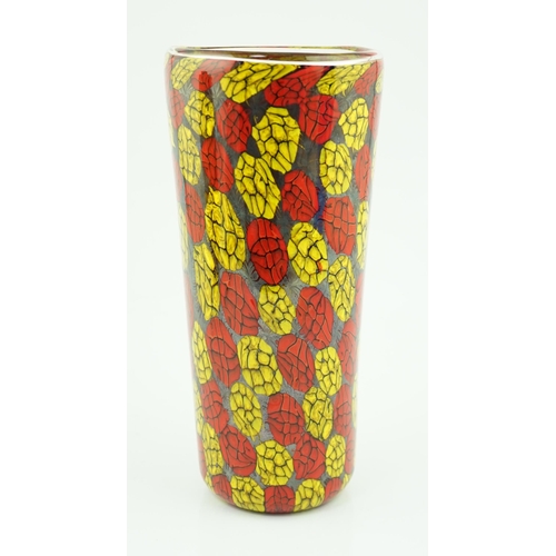 339 - ** ** Vittorio Ferro (1932-2012) - A Murano glass Murrine vase, in red and yellow, unsigned, 29cmPle... 