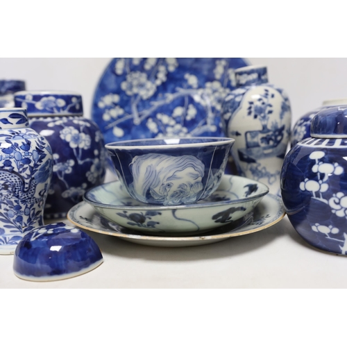 356 - An 18th century Chinese export blue and white dish together with other various Chinese blue and whit... 